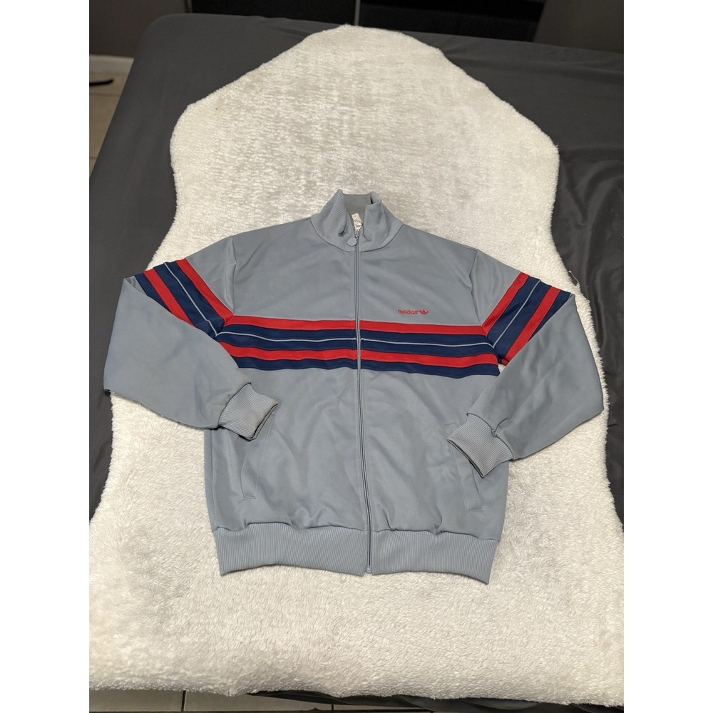 Adidas Descente Track Tracker Full Zip Gray Red Size Medium READ